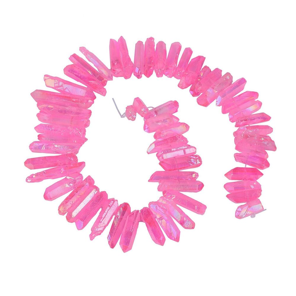 8637 Rock Quartz Crystal Points Loose Beads for Jewelry Making, Titanium